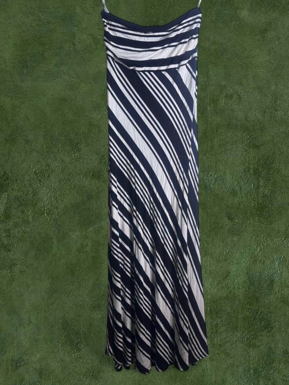 Banana Republic Strapless Maxi Dress Woman’s Navy White Striped Stretch
